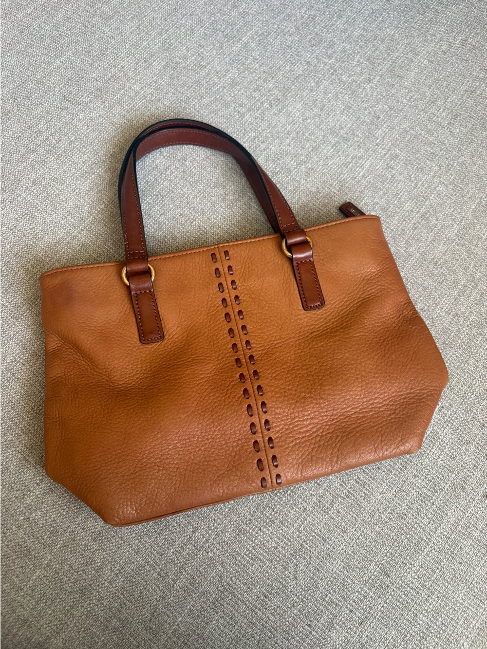 Vintage Fossil Small Caramel Pebbled Leather Satchel y2k